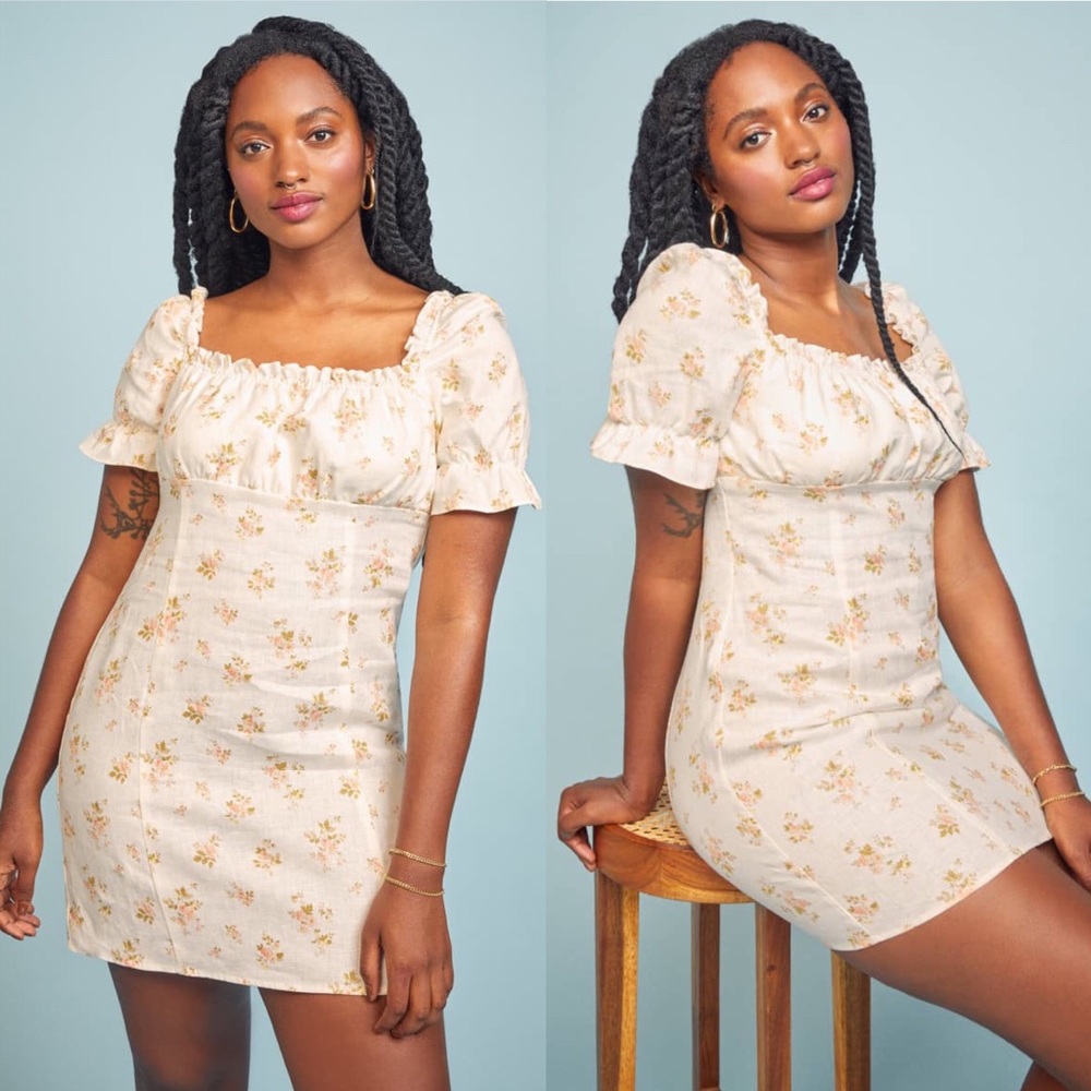 REFORMATION Dress Robles Mildred White Floral Nude